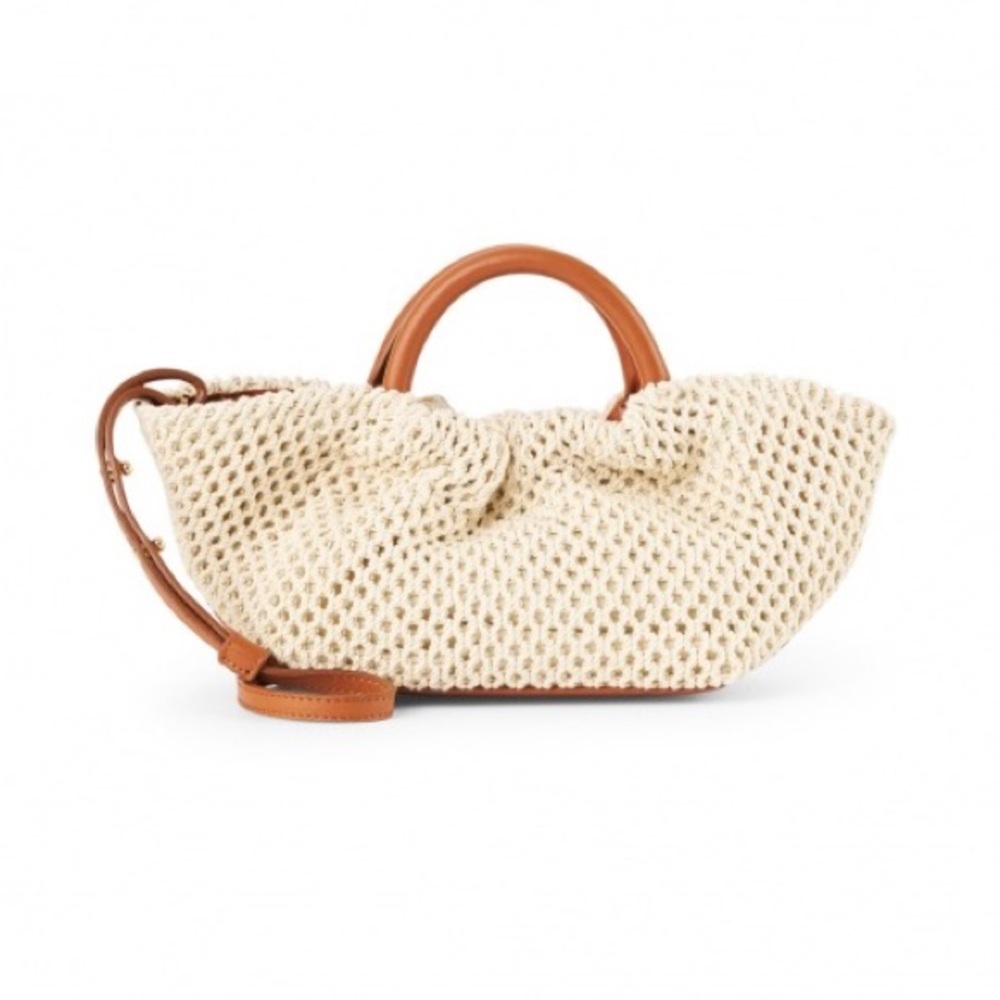 DeMellier Mini Los Angeles Natural Crochet and Leather Bag